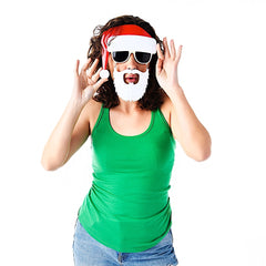 Sun-Staches Santa Christmas Costume Sunglasses with Red Hat and White Beard