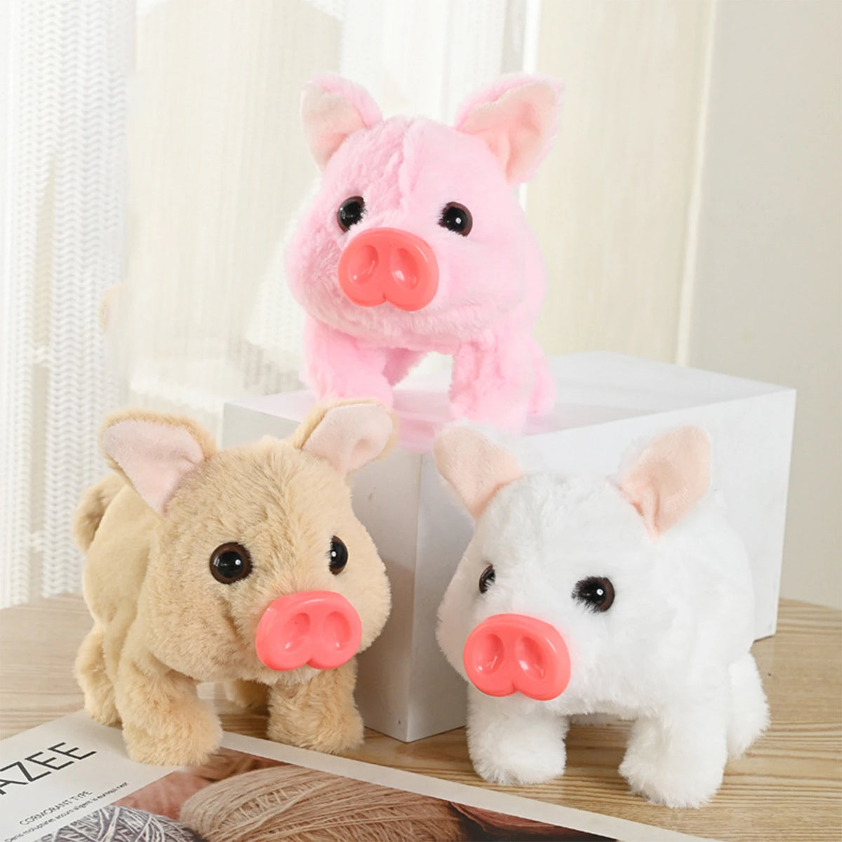 Interactive Electric Walking Pig Plush Toy with Sounds & Moving Tail