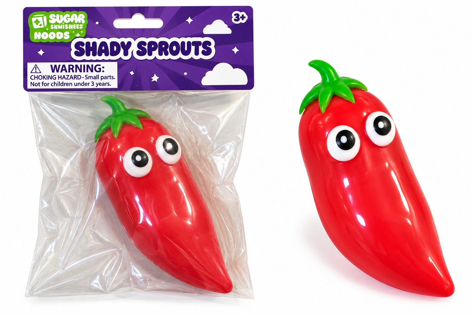 Toysmith Sugar Squishmeez Noods Shady Sprouts 1 Piece Random Style