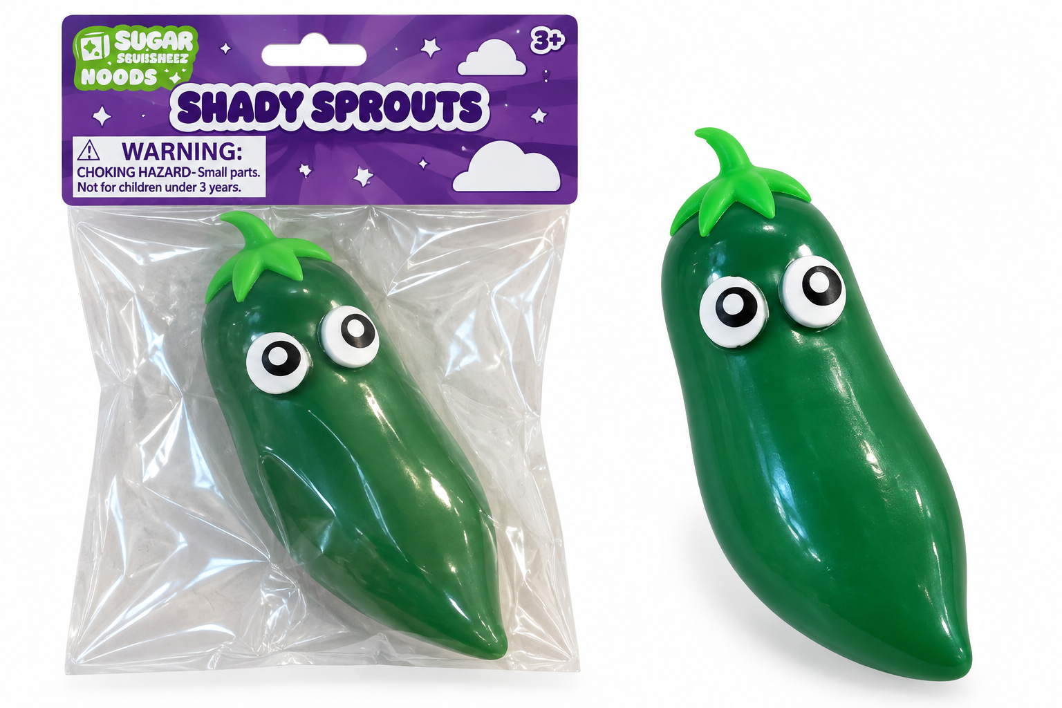 Toysmith Sugar Squishmeez Noods Shady Sprouts 1 Piece Random Style