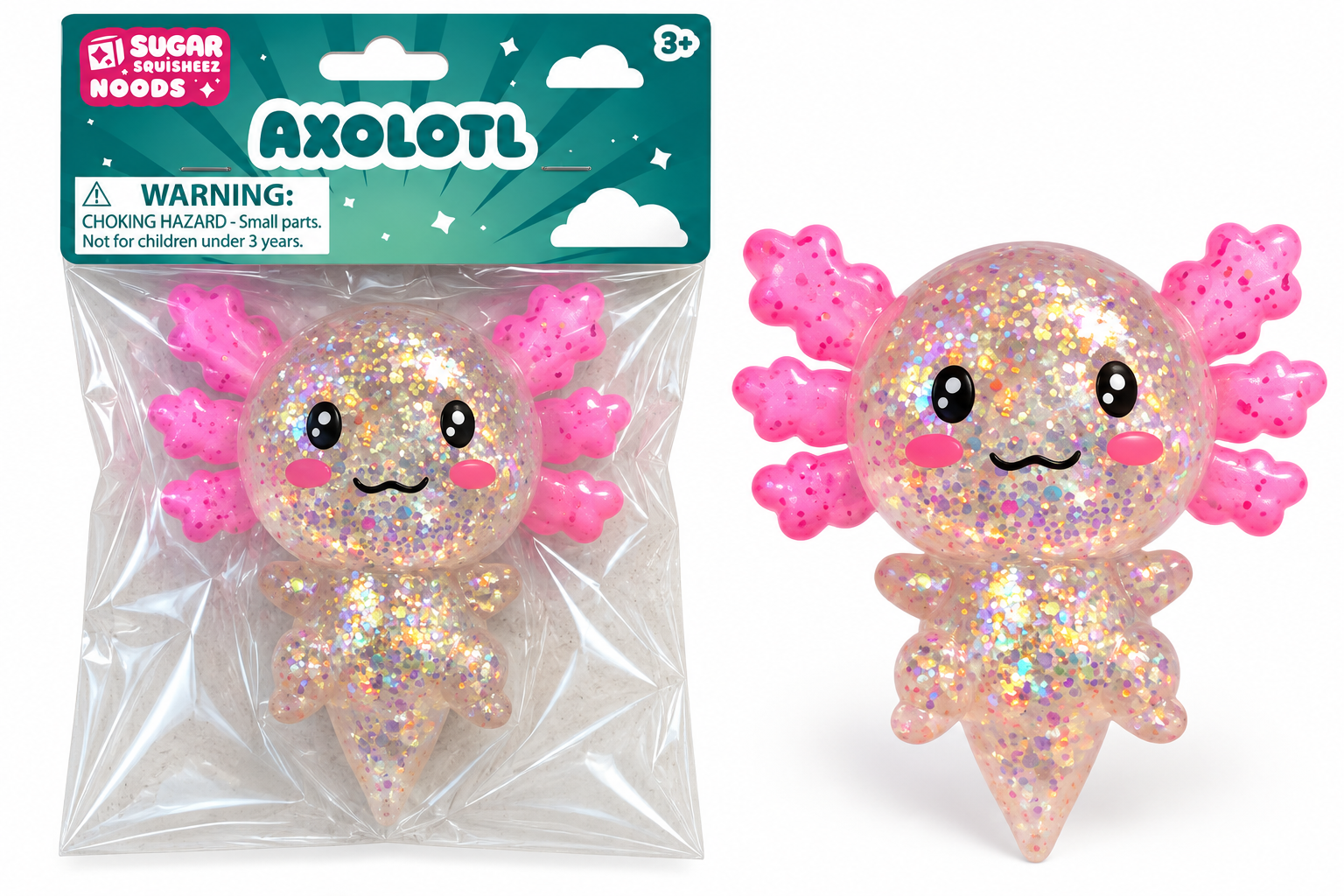Toysmith Sugar Squishmeez Noods Axolotl 1 Piece Random Color
