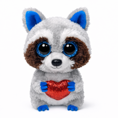 TY Thief 6 inch Valentine plush raccoon holding red heart