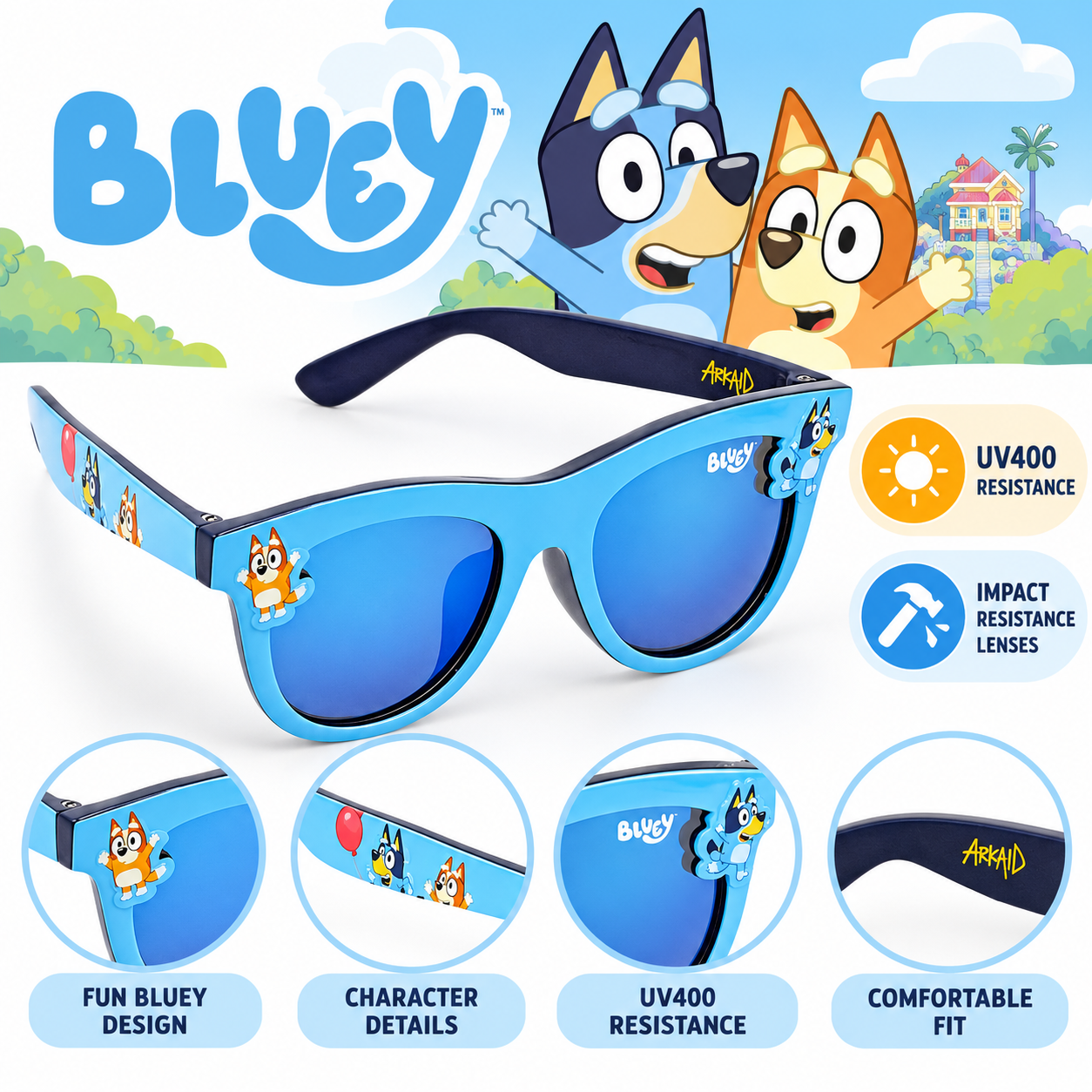 Bluey and Bingo blue kids character sunglasses