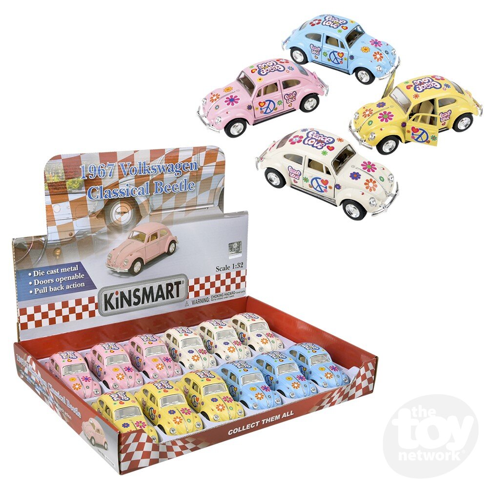 The Toy Network 5 Inch Die Cast Flower Power VW Beetle 1 Piece Random Color