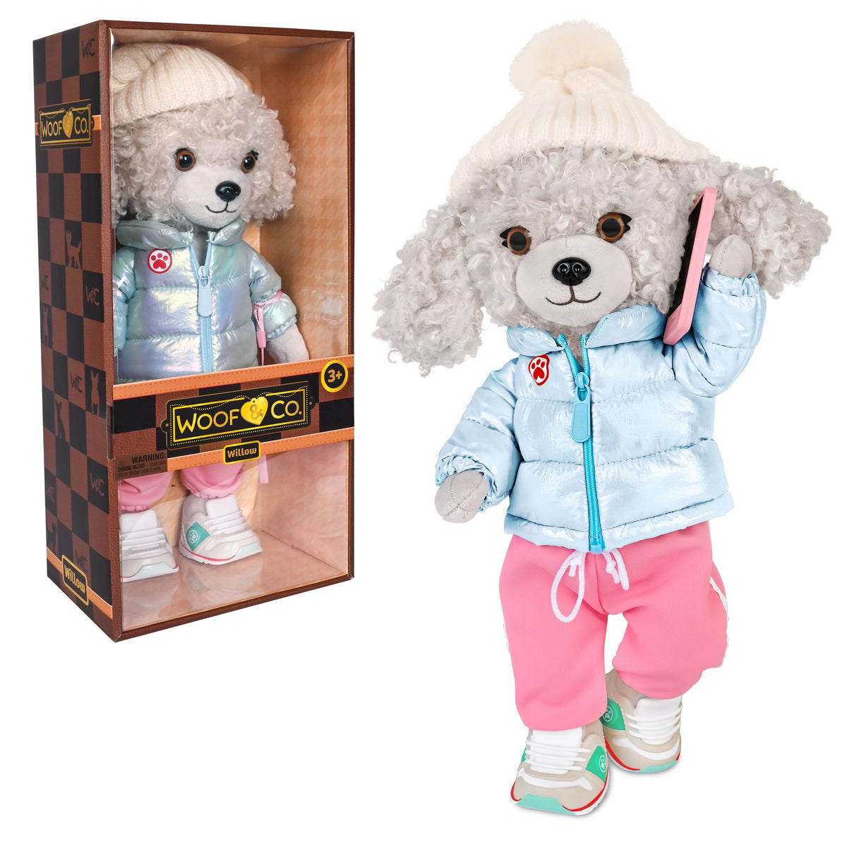 Woof & Co 15-inch Fashion Doll – Willow The Poseable Plush Poodle&nbsp;with Removable Outfit & Accessories, Children Ages 3+