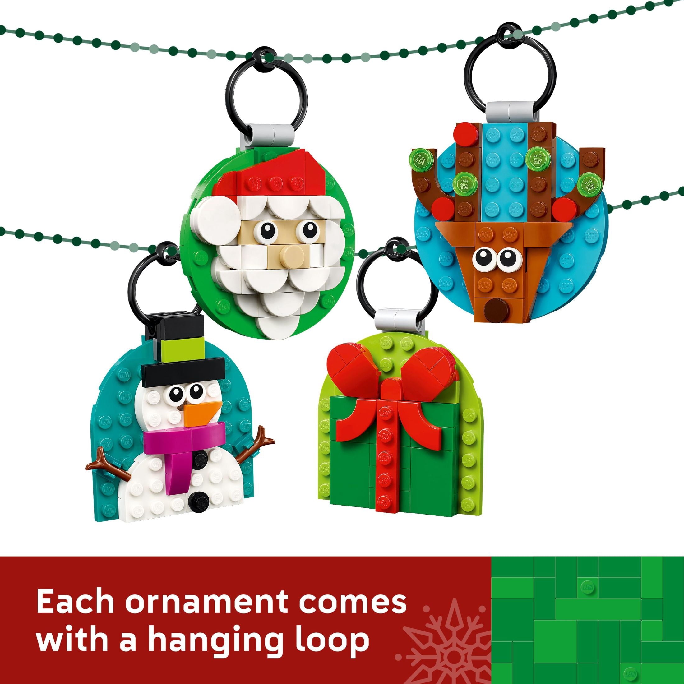 LEGO Christmas Ornament Selection Building Toys - Holiday Crafts for Family, Kids, Boys & Girls, Ages 6+ - Hanging Christmas Decorations for Tree - 40744