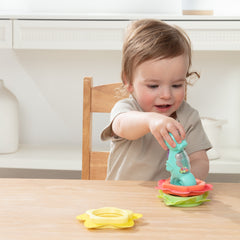 Melissa & Doug Ocean Waves Press and Stack Seahorse sensory stacking toy with 3 rings
