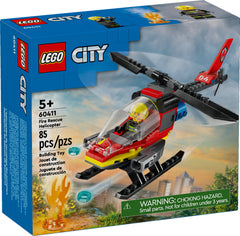 LEGO City Fire Rescue Helicopter Toy, Building Set with Firefighter Minifigure Pilot Toy, Fun Gift or Pretend Play Toy for Boys, Girls and Kids Ages 5 and Up, 60411