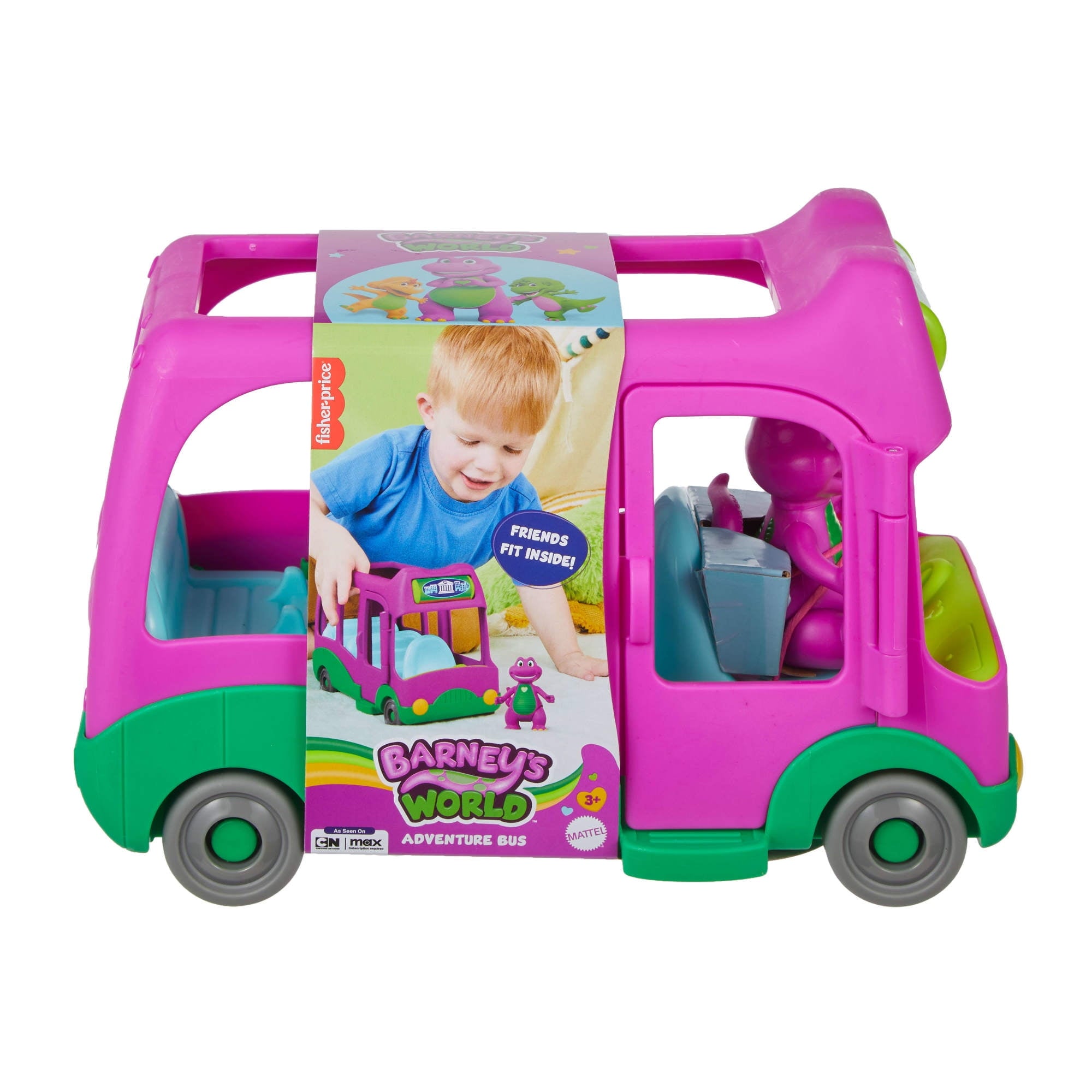 Fisher-Price Barney’s World Adventure Bus Push-Along Toy & Barney Figure for Kids, 2 Pieces