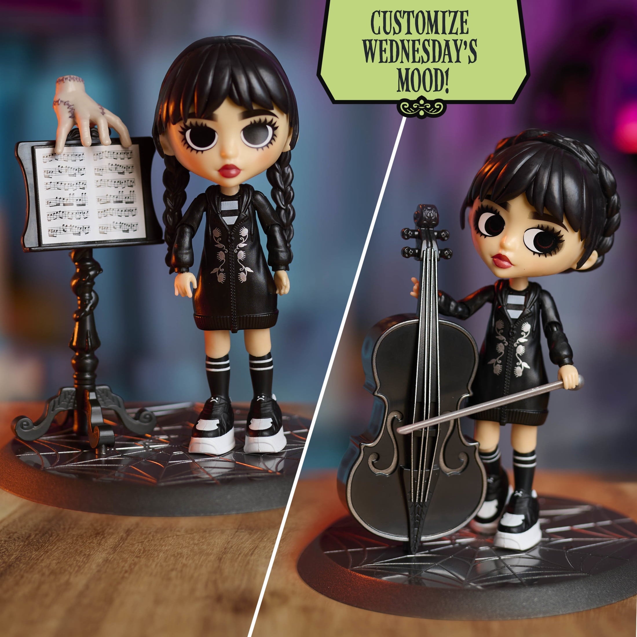 Wednesday Deluxe 6-inch Articulated Figure, 11-pieces, Interchangeable Face Plates and Fashion, Customizable Collectible Figurine, Kids Toys for Ages 3 Up