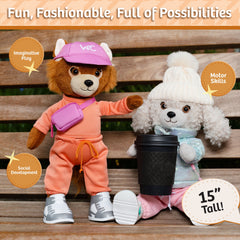 Woof & Co 15-inch Fashion Doll – Piper The Poseable Plush Chihuahua with Removable Outfit & Accessories, Children Ages 3+