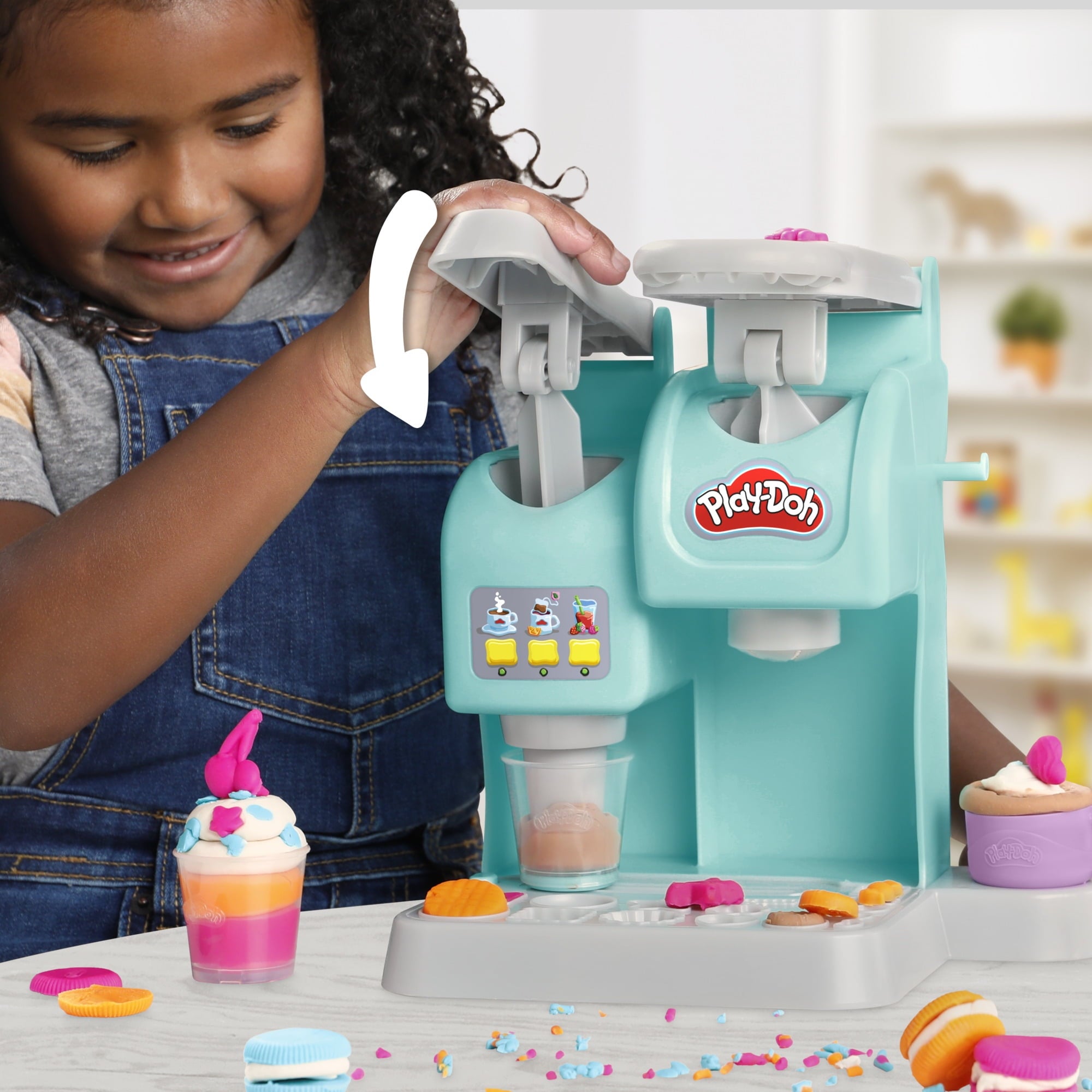 Play-Doh Kitchen Creations Colorful Cafe Playset with 5 Modeling Compound Colors, Play Coffee Toy