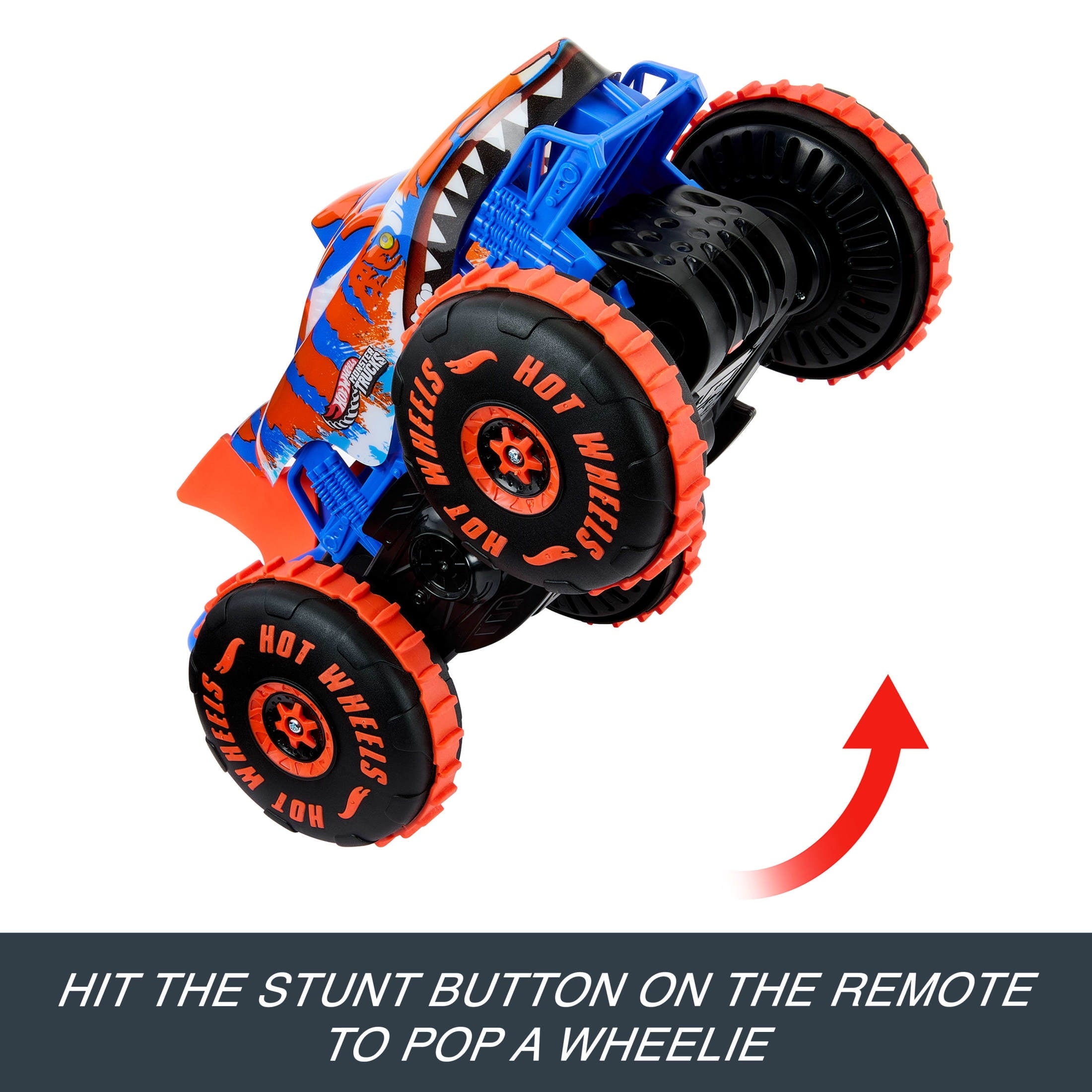 Hot Wheels Monster Trucks Tiger Shark Climber RC Vehicle, Battery-Powered Remote-Control Toy Truck