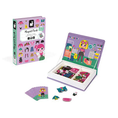 Janod Girl's Costumes Magneti'Book magnetic dress-up game with 46 magnets and 8 model cards