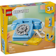 LEGO Creator 3 in 1 Retro Telephone Building Toy - Home Decor for Bedroom or Kids Room - Kids Toy for Girls & Boys, Ages 8+ - Gifts for Birthdays - 31174