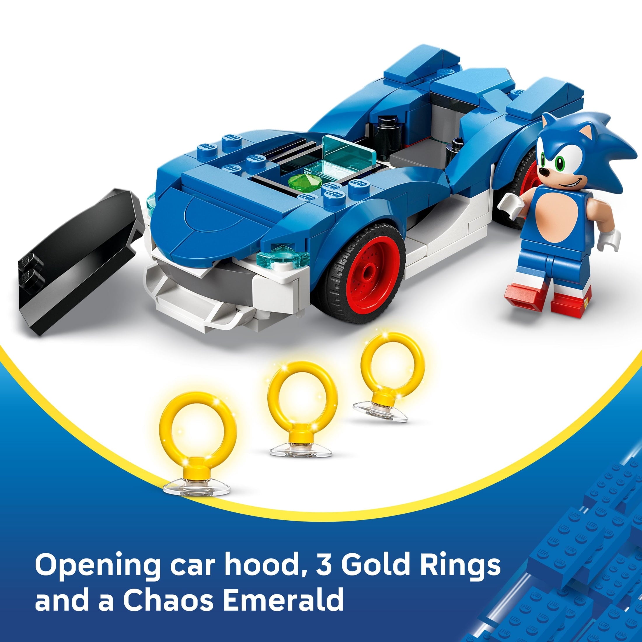 LEGO Sonic the Hedgehog Sonic: Speedster Lightning Race Car Toy for Boys & Girls - Toy Building Set W/Sonic Minifigure for Kids & Gamers, Ages 7+ - Gift Idea for Birthdays - 77117