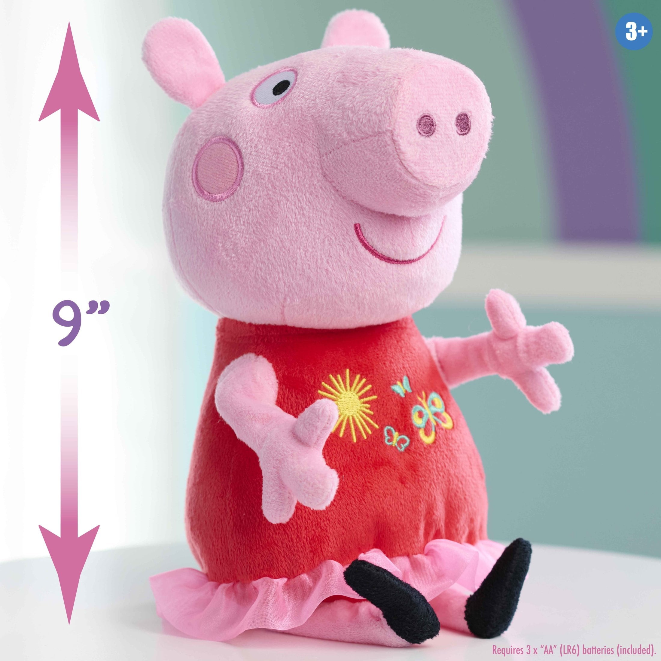 Peppa Pig Great Day for Giggles Peppa 9-inch Plush with Sound, Kids Toys for Ages 3 up