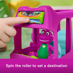 Fisher-Price Barney’s World Adventure Bus Push-Along Toy & Barney Figure for Kids, 2 Pieces