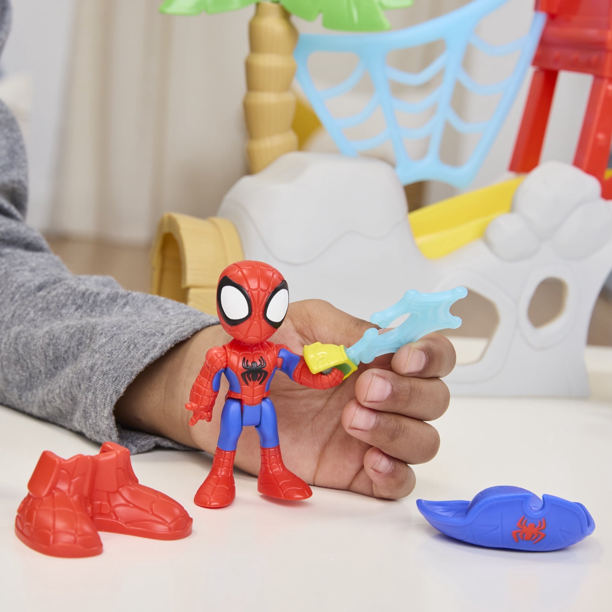 Marvel Spidey and His Amazing Friends Toys Water-Webs Spidey Island Playset with Spider-Man and Jeff The Landshark Figures, Kids Ages 3 and up