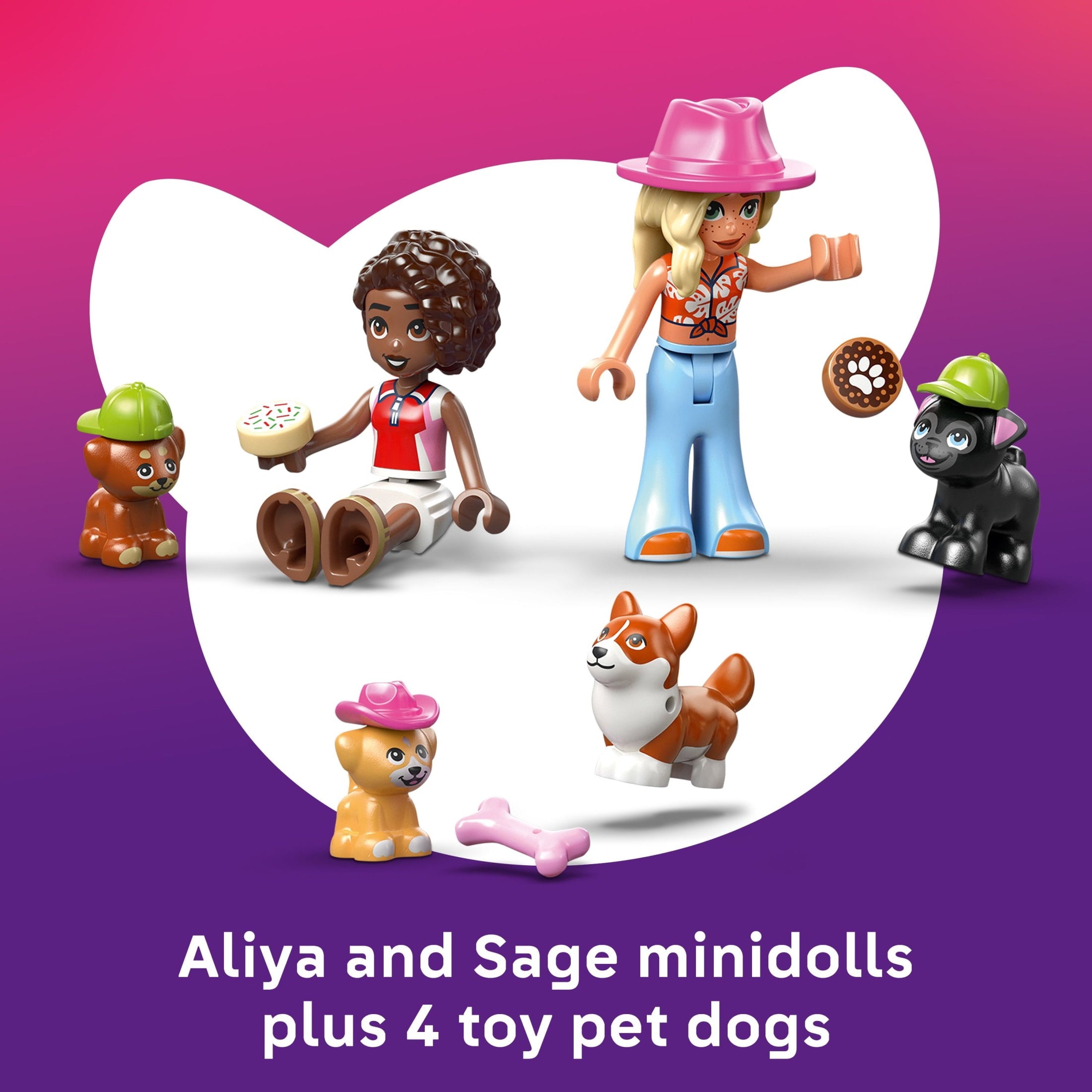 LEGO Friends Dog Treats Bakery Building Toy for Girls & Boys - Pretend Play Set for Kids, Ages 6+ - W/Aliya & Sage Minidolls, 2 Toy Dog Figures, & Accessories - Gift Idea for Birthdays - 42677