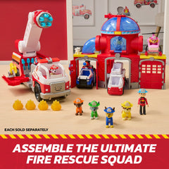 PAW Patrol Fire Rescue: Rapid Reload Fire Truck with Marshall, Projectile Launcher, Mini Vehicle & Sound Fx, for Kids 3+