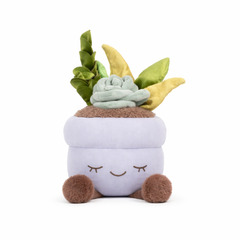 Cute succulent plush toy with soft fabric pot and smiling face
