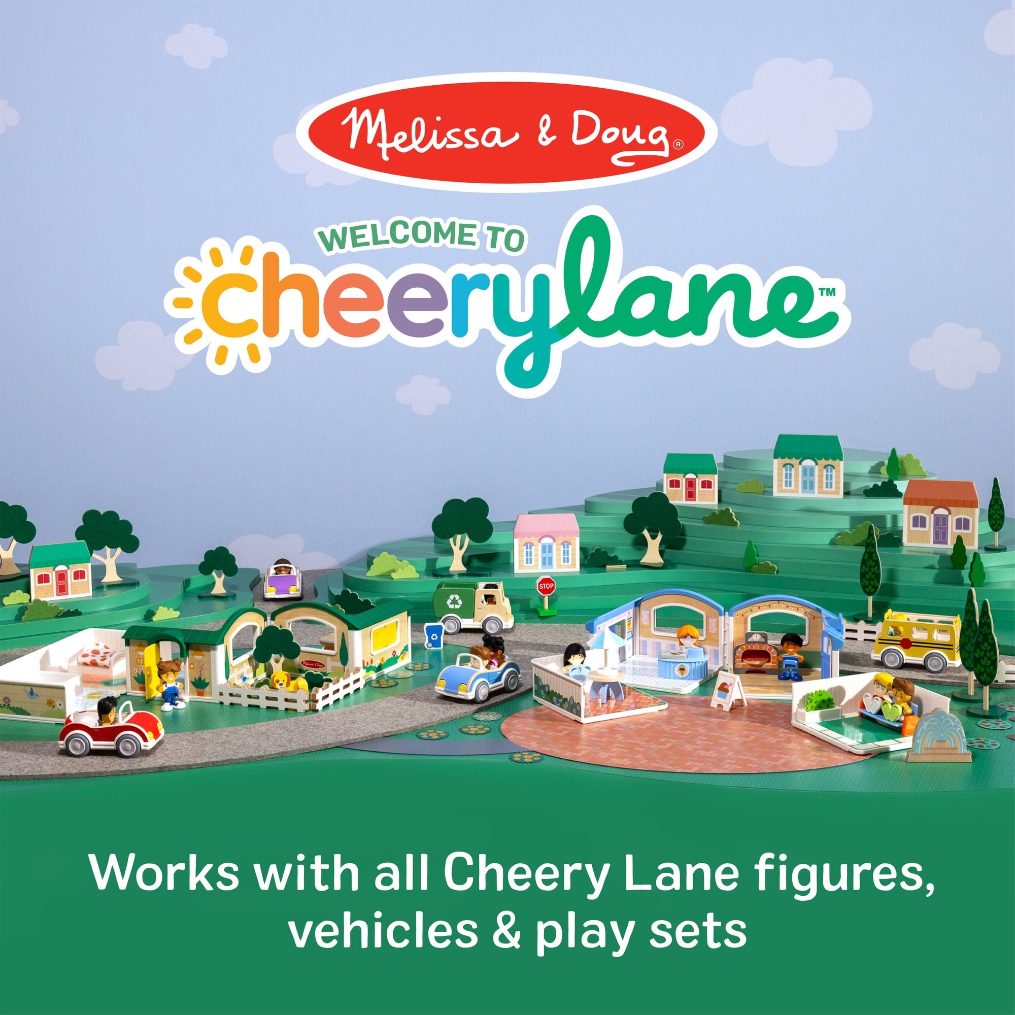 Melissa & Doug Cheery Lane Vehicle and Girl Figure, Wooden Toy Convertible Car Playset - For Ages 2+ - FSC Certified
