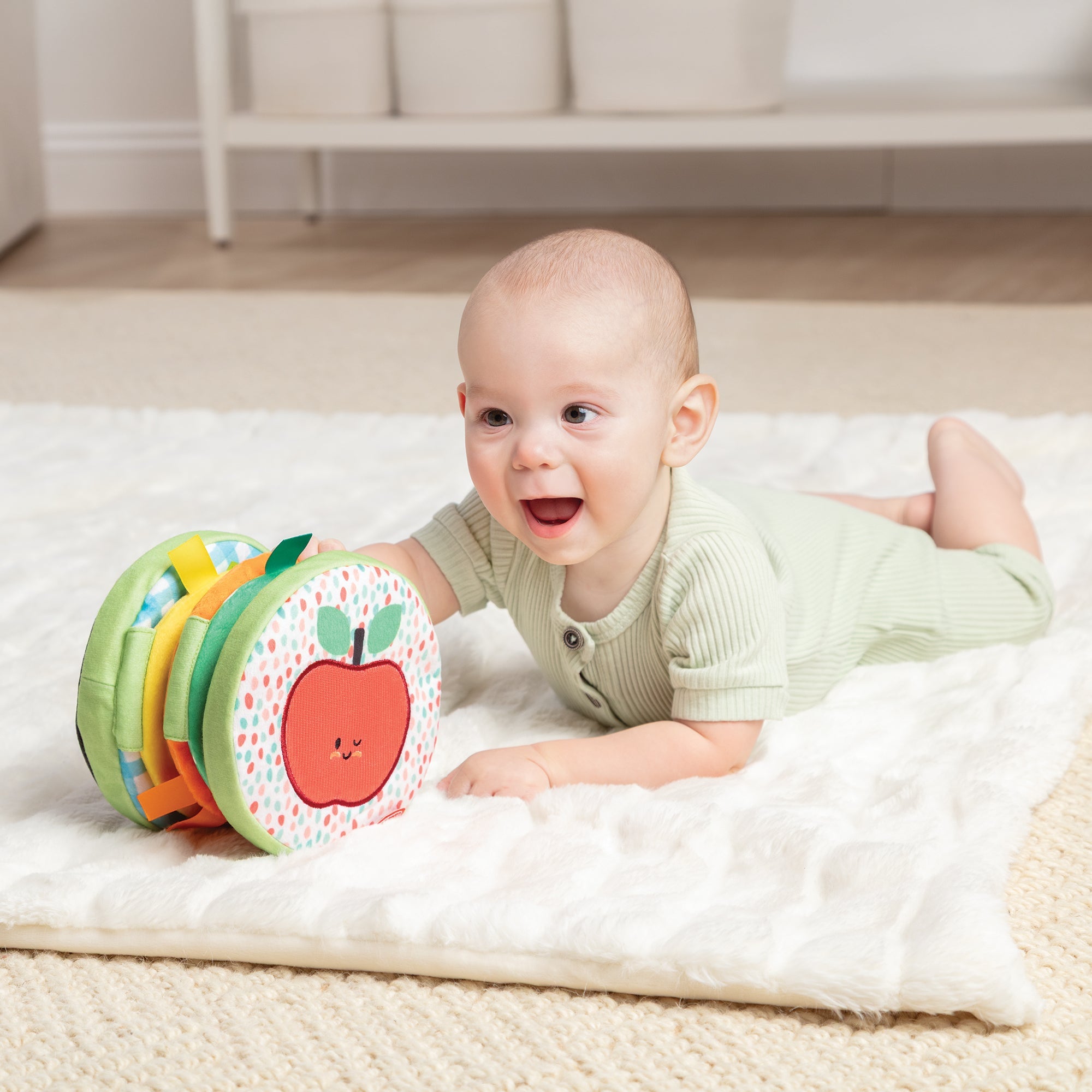 Melissa & Doug Farmers Market Tummy Time Roller sensory baby toy with fruit and vegetable panels