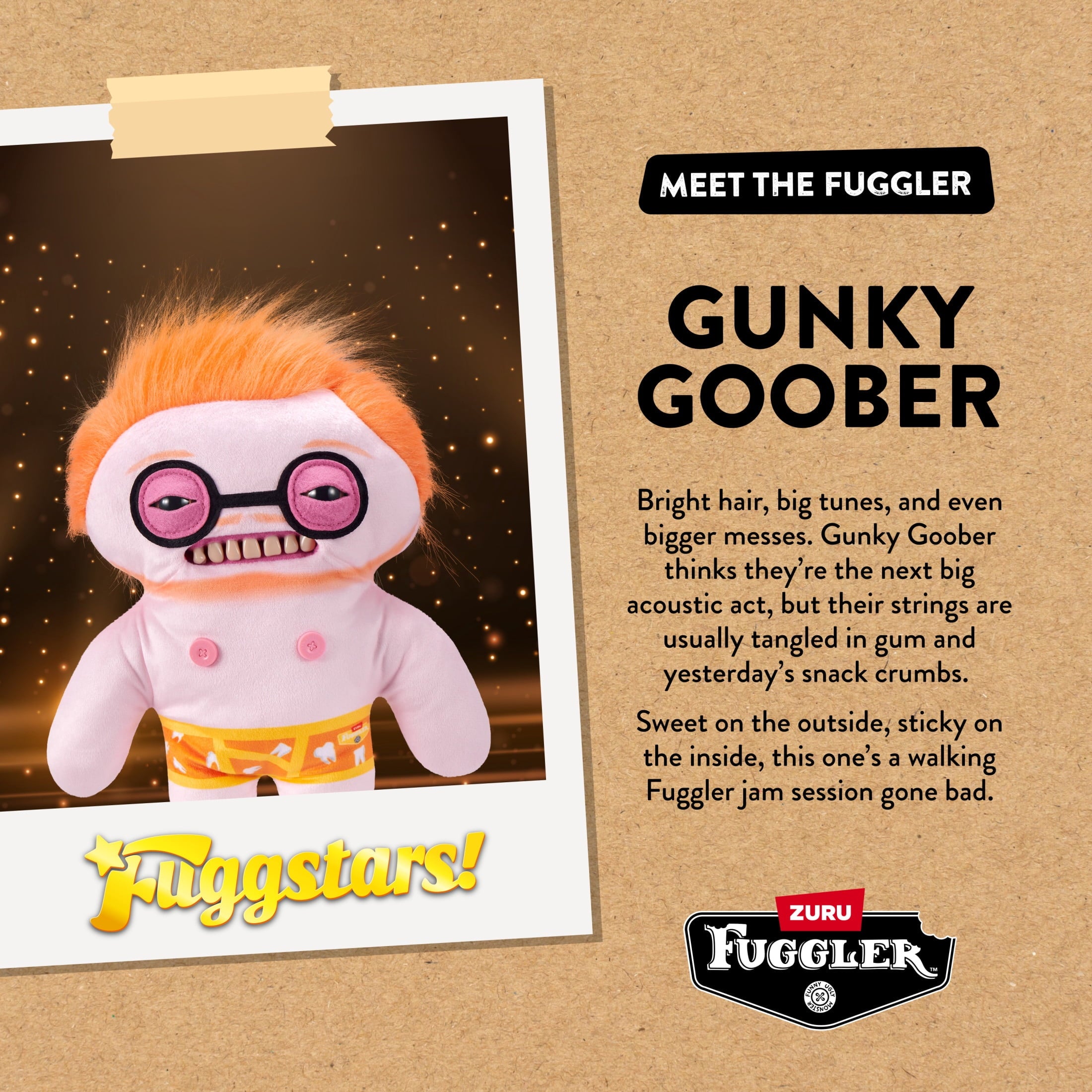 Fuggler Fugg Stars 9 inch (Gunky Goober), Funny Ugly Monster Stuffed Animal Toy by ZURU