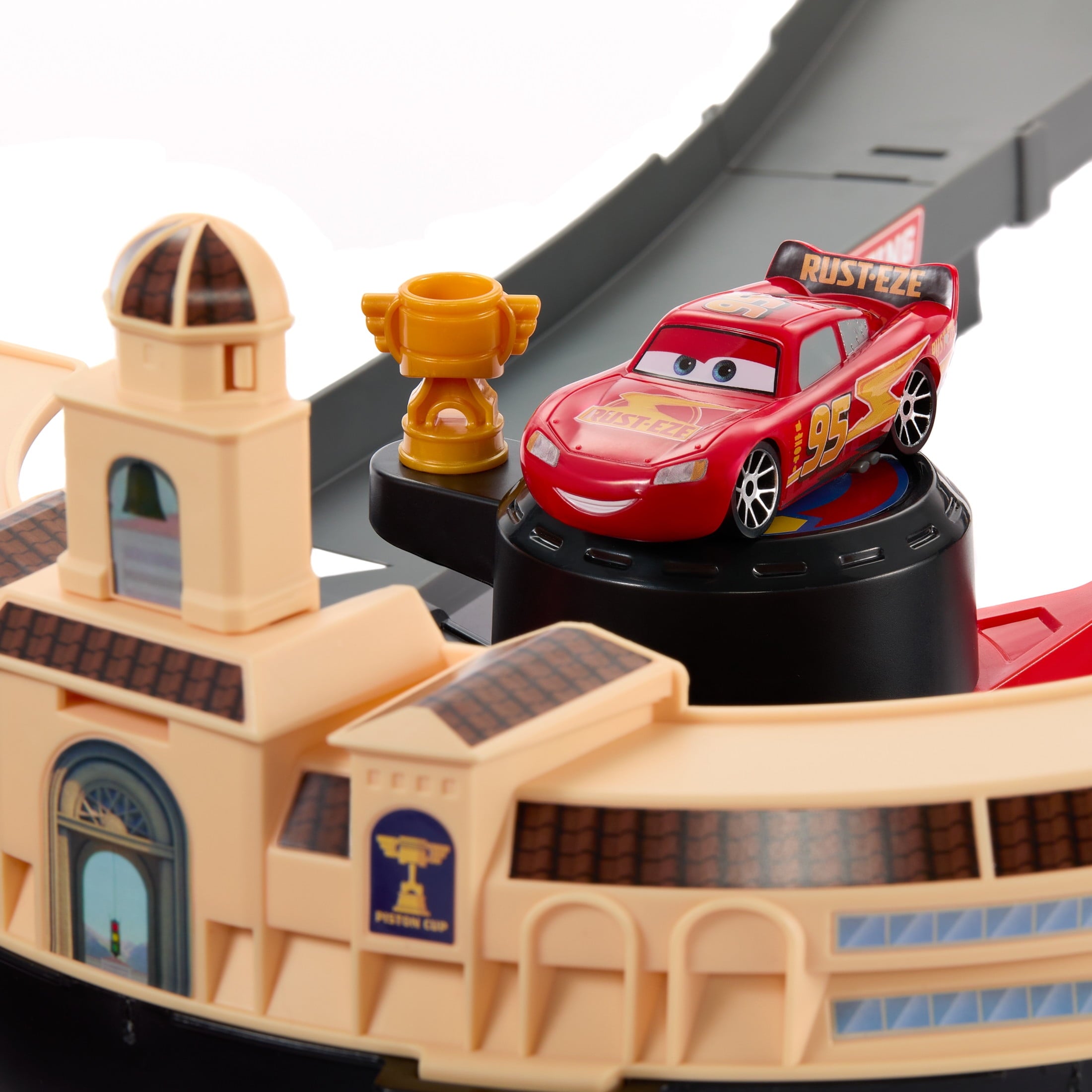 Disney and Pixar Cars NASCAR Lane Change Race Playset with 2 Toy Vehicles, Includes Lightning McQueen