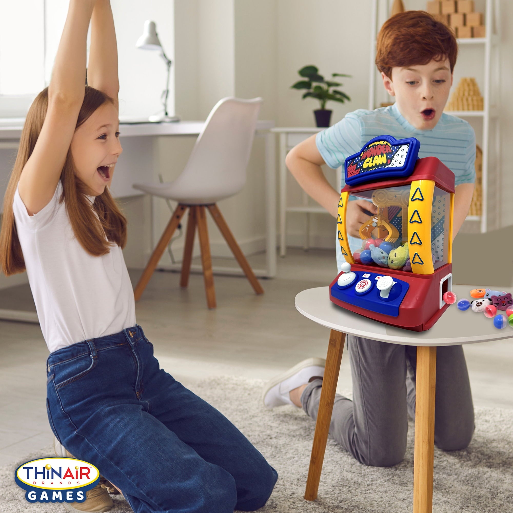 Thin Air Games: Wonder Claw Crane Machine Game - Sounds Arcade Style Game, Motorized Claw Toy Grabber, 9 Balls, Stuffed Animal Prizes, Family-Kids 3+