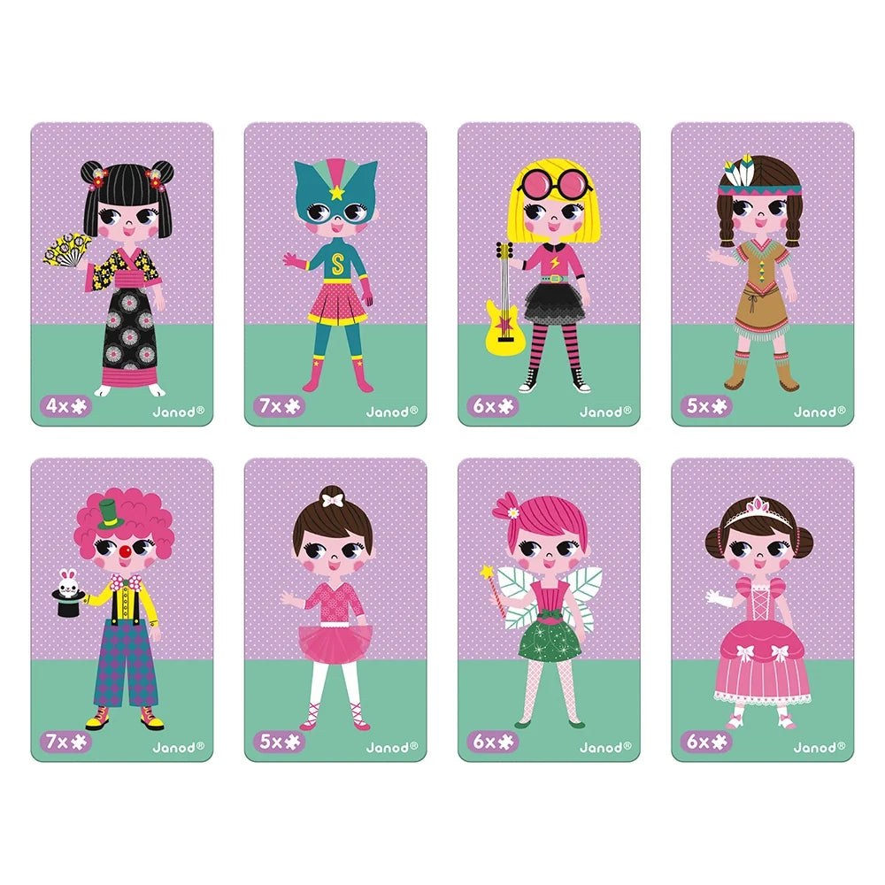 Janod Girl's Costumes Magneti'Book Magnetic Dress-Up Game – 46 Magnets & 8 Cards