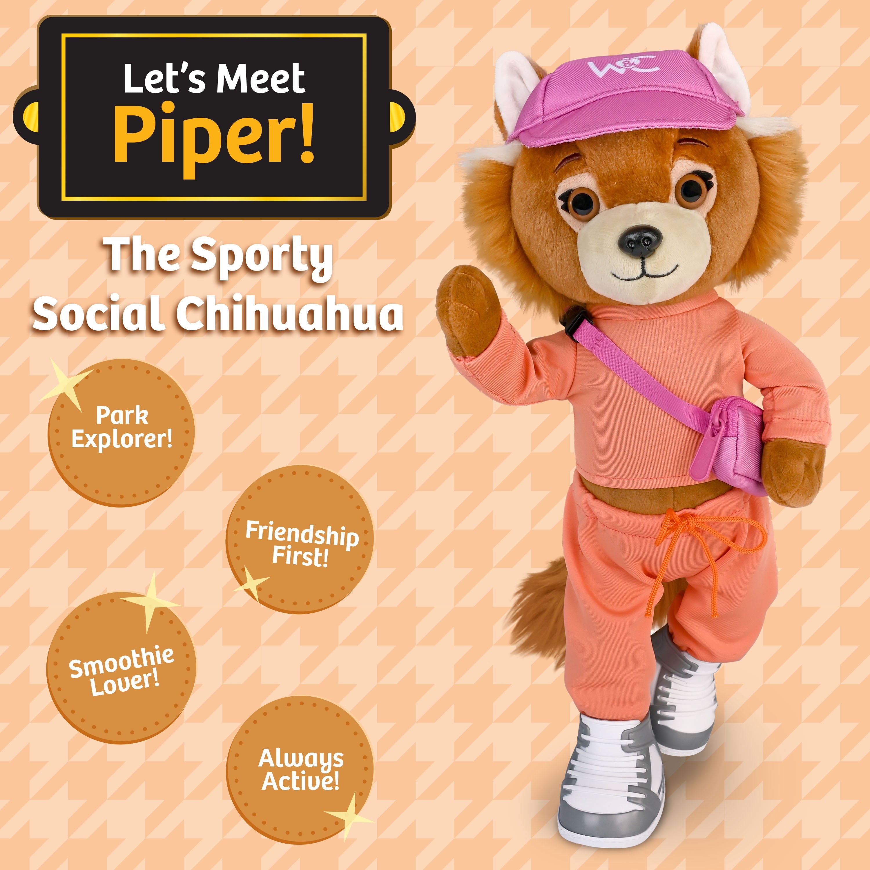 Woof & Co 15-inch Fashion Doll – Piper The Poseable Plush Chihuahua with Removable Outfit & Accessories, Children Ages 3+