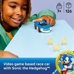 LEGO Sonic the Hedgehog Sonic: Speedster Lightning Race Car Toy for Boys & Girls - Toy Building Set W/Sonic Minifigure for Kids & Gamers, Ages 7+ - Gift Idea for Birthdays - 77117