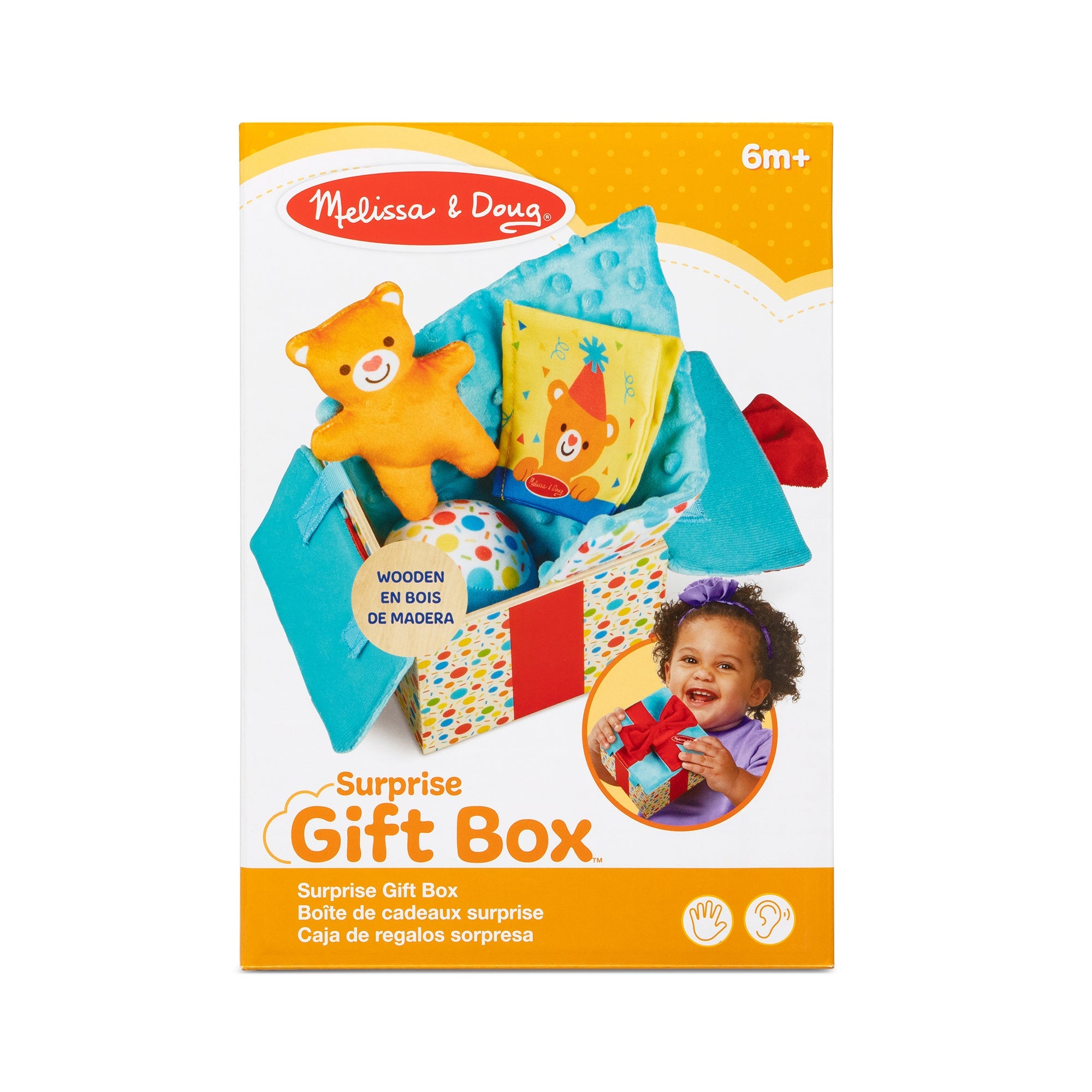 Melissa & Doug Wooden Surprise Gift Box Baby Sensory Toy