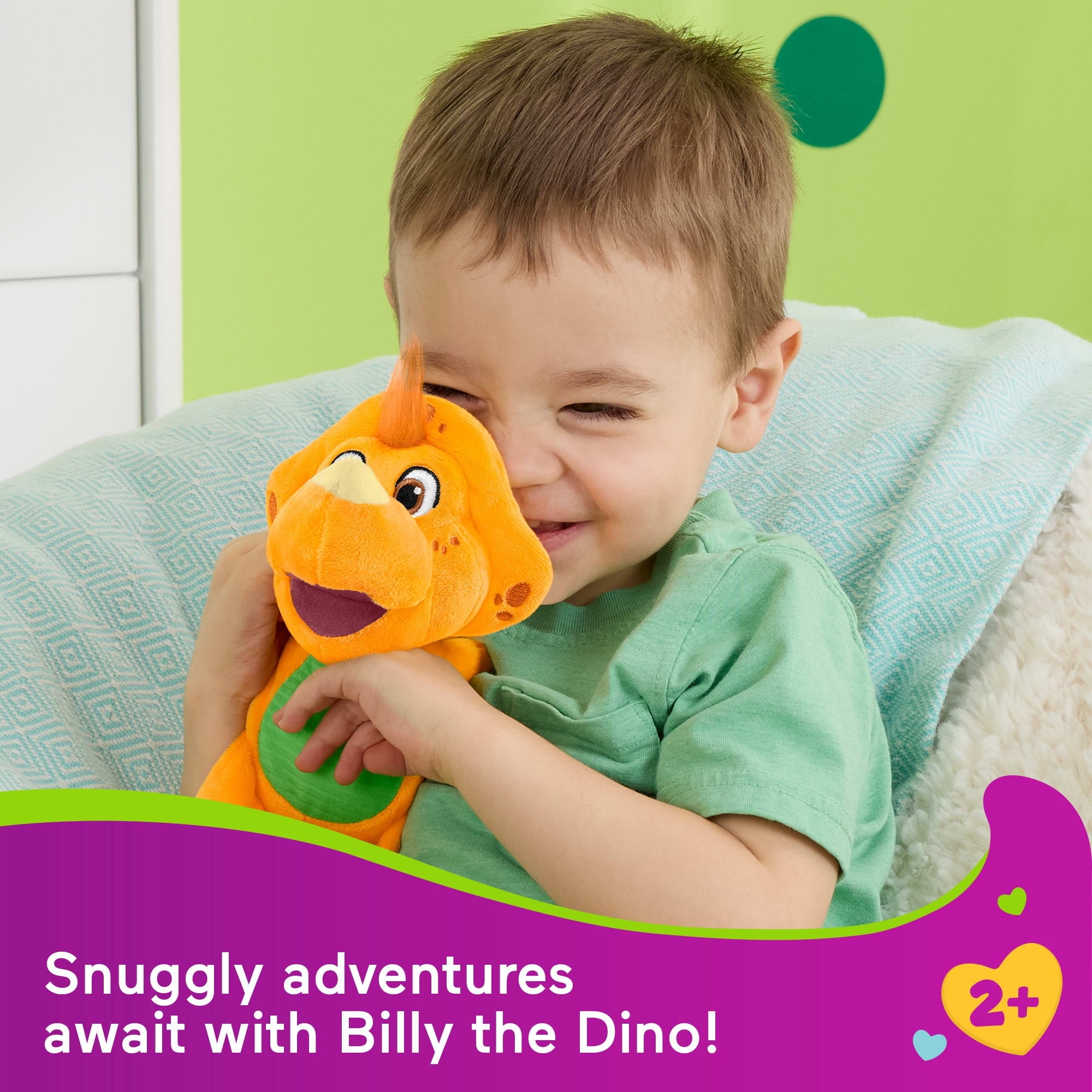 Fisher-Price Barney's World Plush Billy Dinosaur 8-inch Character Toy for Toddlers & Preschool Kids