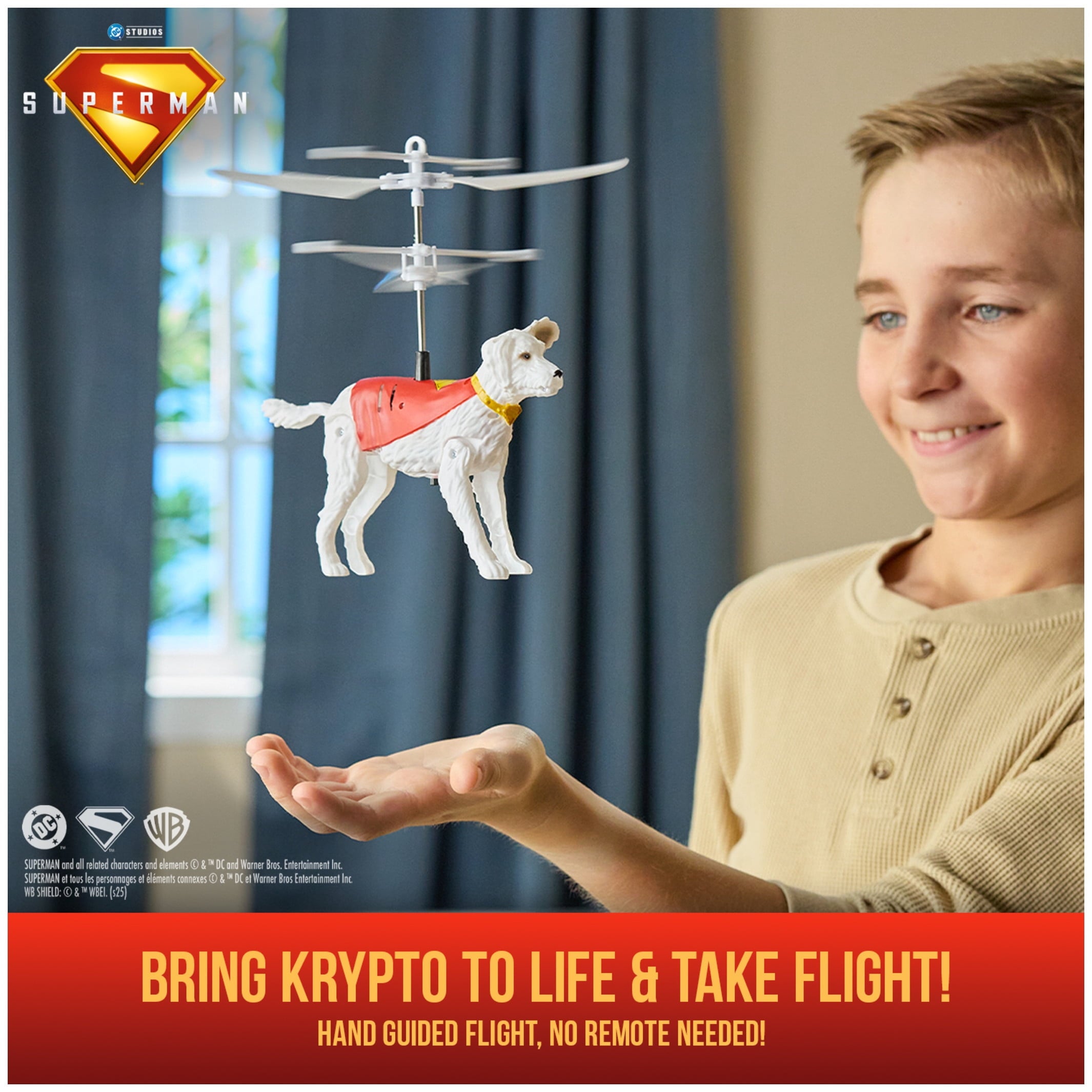 DC Comics SUPERMAN up in the Sky! Flying Krypto, 7.5-Inch Hovering Superdog, for Ages 4 and up