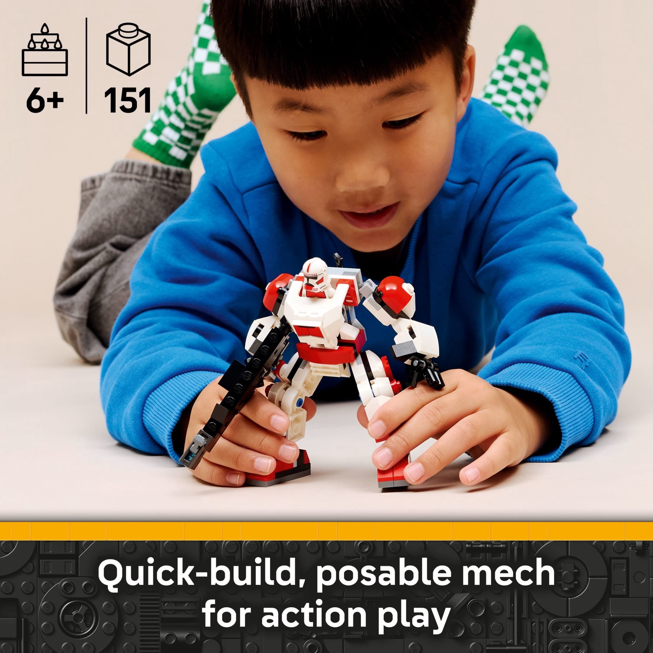 LEGO Star Wars Clone Shock Trooper Mech Building Toy for Boys & Girls - Poseable Star Wars Figure W/Pretend Play Blaster & Stud Shooter for Kids & Fans, Ages 6+ - Gift Idea for Birthdays - 75448