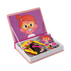 Janod Girl's Crazy Faces Magneti'Book Magnetic Game – 55 Magnets & 10 Cards