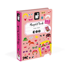 Janod Girl's Crazy Faces Magneti'Book magnetic game with 55 magnets and 10 model cards
