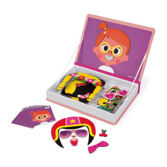 Janod Girl's Crazy Faces Magneti'Book Magnetic Game – 55 Magnets & 10 Cards