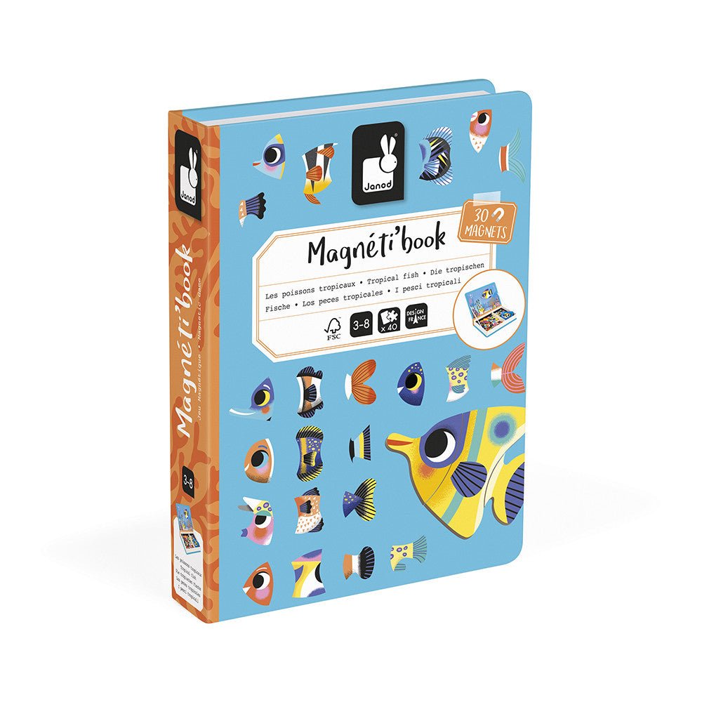 Janod Tropical Fish Magneti'Book magnetic educational game with 30 colorful fish magnets