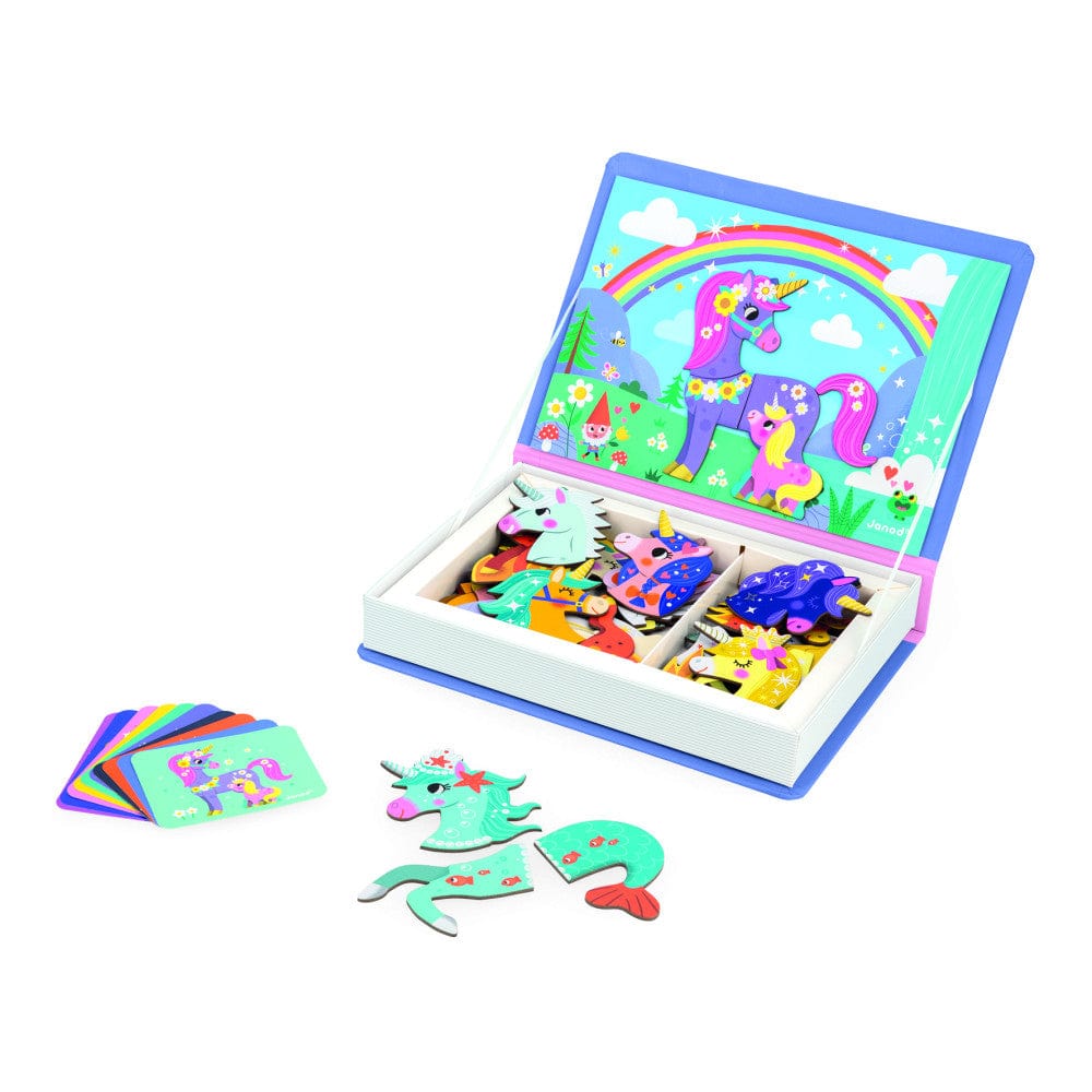 Janod Unicorns Magneti'Book Magnetic Game – 44 Magnets & 10 Models