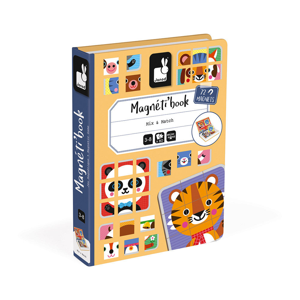 Janod Mix & Match Animals Magneti'Book Magnetic Game – 72 Magnets & 8 Cards