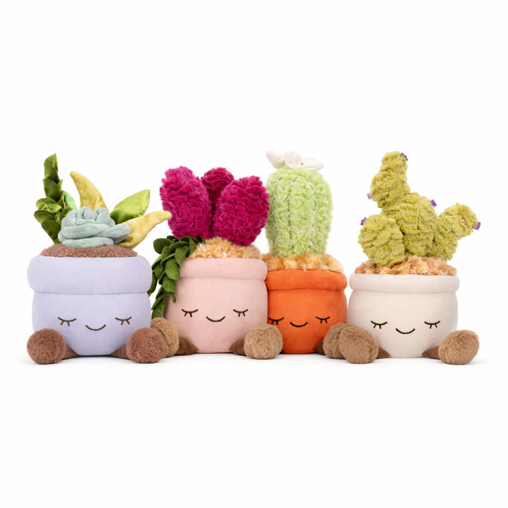 Cute Pink Succulent Plush Toy with Soft Fabric Pot – Smiling Plant Plush Decorative Toy for Kids and Nursery Rooms
