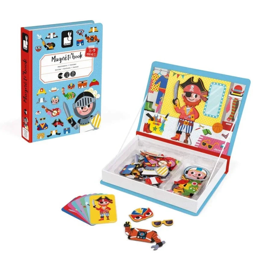 Janod Boy's Costumes Magneti'Book magnetic dress-up game with 36 magnets and 8 cards