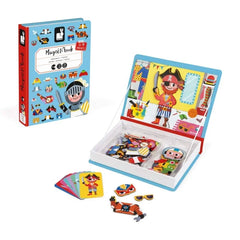 Janod Boy's Costumes Magneti'Book magnetic dress-up game with 36 magnets and 8 cards