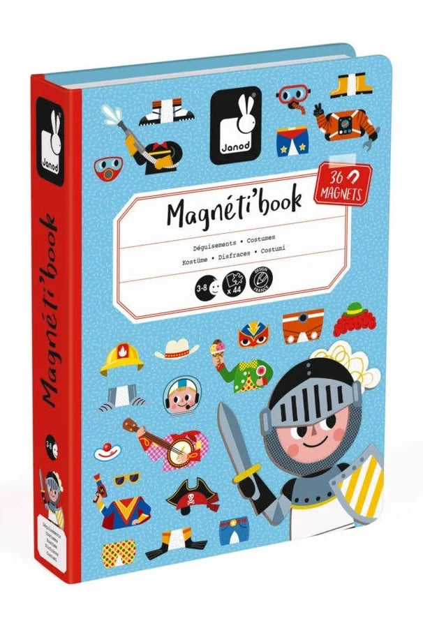 Janod Boy's Costumes Magneti'Book magnetic dress-up game with 36 magnets and 8 cards