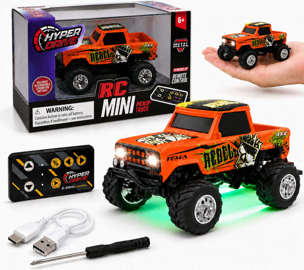 Toy Network Hyper Drive Mini RC Retro Truck 1 64 Scale Vehiclev