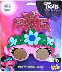 Trolls Poppy pink character costume sunglasses with flower crown